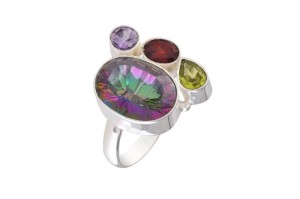 Pierścionek srebrny topaz mistik P376