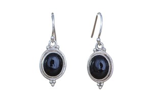 K8 kolczyki, onyx czarny SREBRO