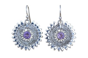 K9 kolczyki, ametyst SREBRO