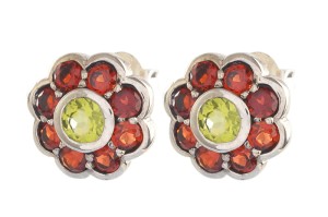 Kolczyki srebrne oliwin, granat K312