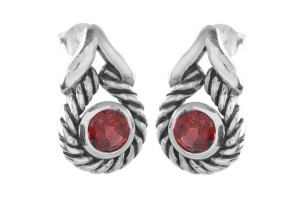 Kolczyki srebrne granat K302