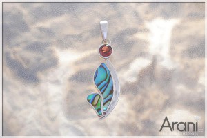 Z245 zawieszka, granat+muszla Paua SREBRO 925