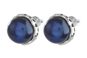 Kolczyki srebrne niebiewska perła K318