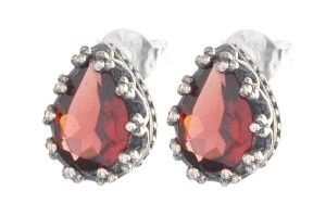 Kolczyki srebrne granat K311