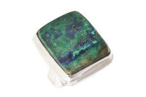 Pierścionek srebrny azuryt z malachitem P329