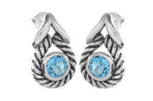 Kolczyki srebrne topaz niebieski K307