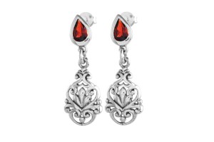 Kolczyki srebrne granat K298