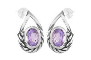 Kolczyki srebrne ametyst K306