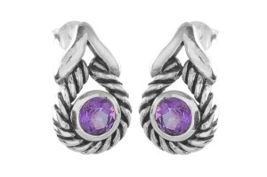 Kolczyki srebrne ametyst K303