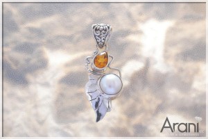 Z232 zawieszka, cytryn+perła SREBRO 925