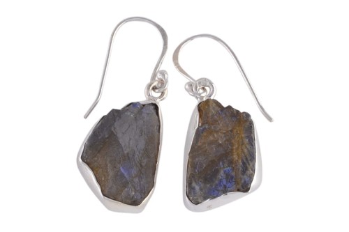 Kolczyki srebrne labradoryt druzy K234