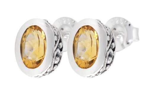 Kolczyki srebrne cytryn K239