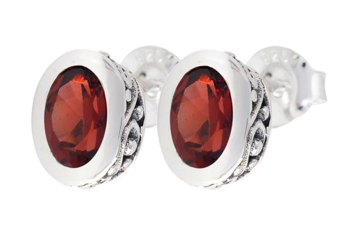 Kolczyki srebrne granat K240