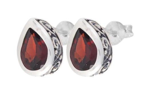 Kolczyki srebrne granat K250
