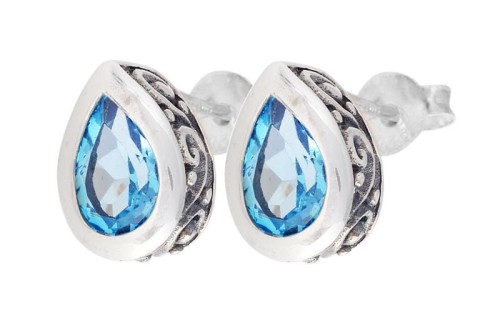 Kolczyki srebrne topaz niebieski K251