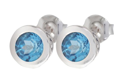 Kolczyki srebrne topaz niebieski K256