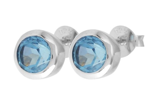 Kolczyki srebrne topaz niebieski K258