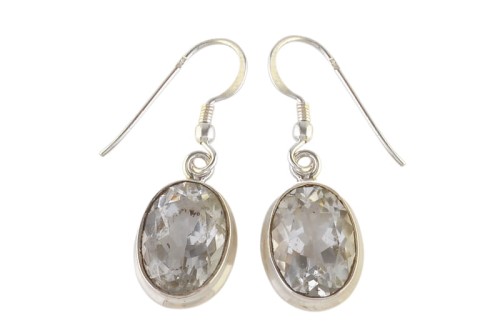 Kolczyki srebrne kryształ górski K286