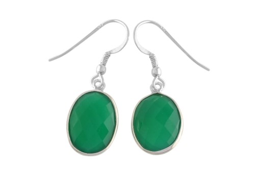 Kolczyki srebrne onyks zielony K296