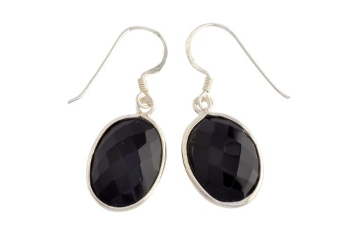 Kolczyki srebrne onyks czarny K293