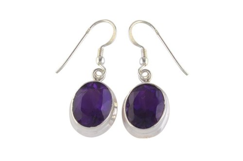 Kolczyki srebrne ametyst K349