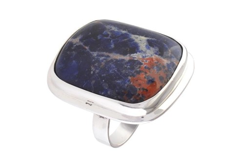 Pierścionek srebrny sodalit P397