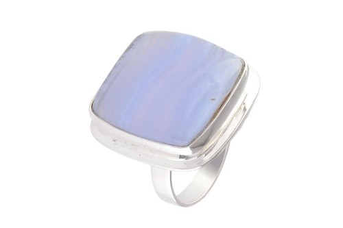 Pierścionek srebrny agat niebieski P388