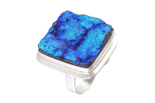 Pierścionek srebrny agat titanium P386