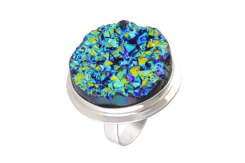 Pierścionek srebrny agat titanium P383