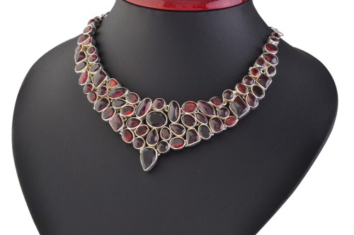 Naszyjnik srebrny granat N47