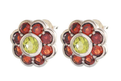 Kolczyki srebrne oliwin, granat K312