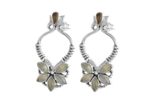 Kolczyki srebrne prenit, cytryn K321