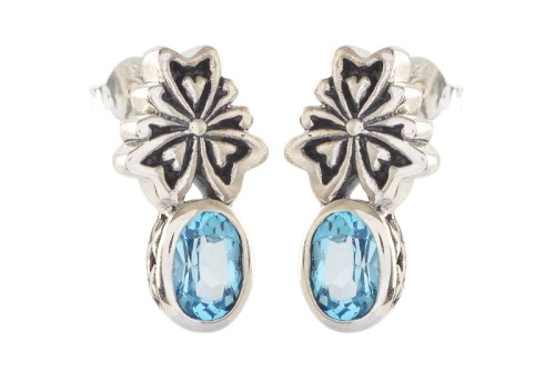 Kolczyki srebrne topaz niebieski K300