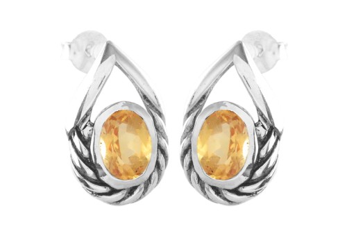 Kolczyki srebrne cytryn K305