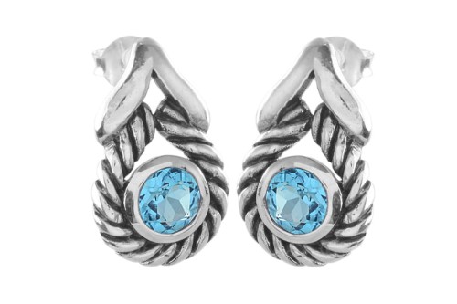 Kolczyki srebrne topaz niebieski K307