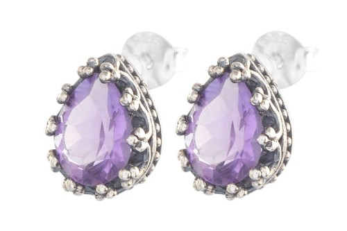 Kolczyki srebrne ametyst K309