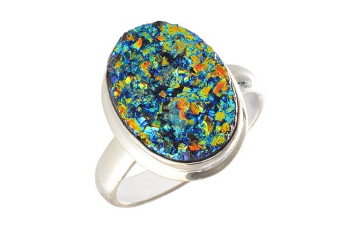 Pierścionek srebrny agat titanium P335