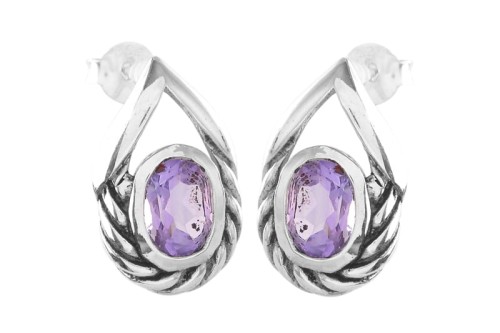 Kolczyki srebrne ametyst K306