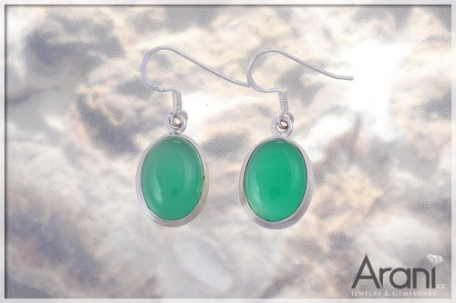 K115 kolczyki, onyx zielony SREBRO 925