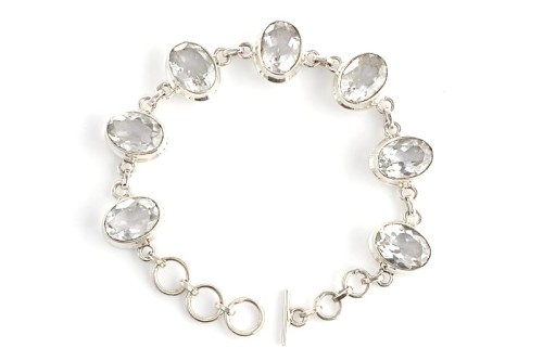 Bransoletka srebrna kryształ górski B62