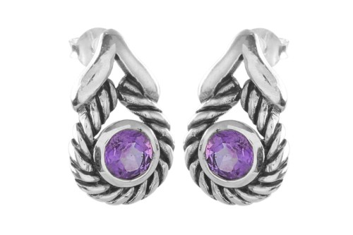 Kolczyki srebrne ametyst K303