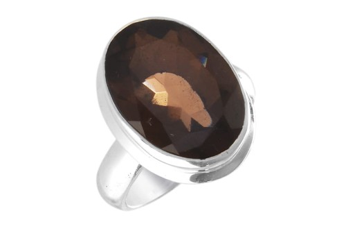 Pierścionek srebrny kwarc dymny P341