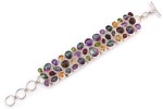 Bransoletka srebrna ametyst, cytryn, oliwin, topaz ,granat B38
