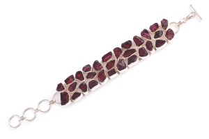 Bransoletka srebrna granat druzy B29