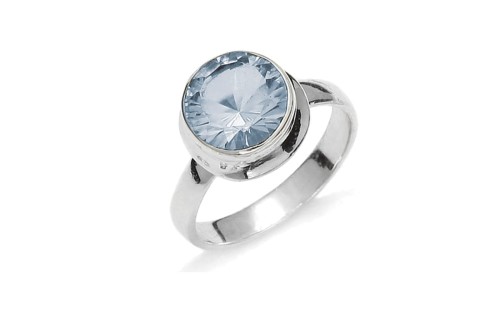 Pierścionek srebrny topaz niebieski sky P283