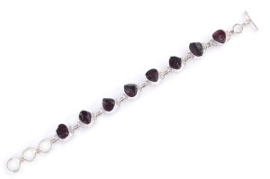 Bransoletka srebrna granat druzy B47