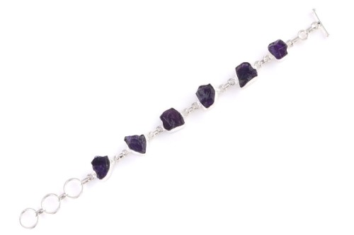 Bransoletka srebrna ametyst druzy B40