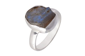 Pierścionek srebrny labradoryt druzy P308