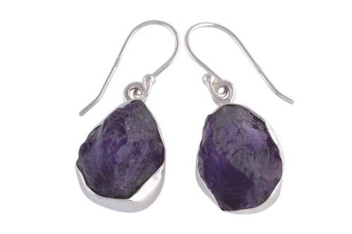 Kolczyki srebrne ametyst druzy K235