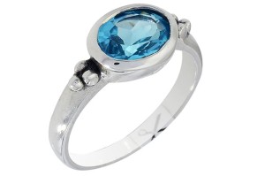 Pierścionek srebrny topaz niebieski P242